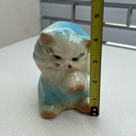 Vintage Persian Cat Kitten Planter MCM 1950s Mid-Century Modern Blue Bud Vase - Picture 16 of 16